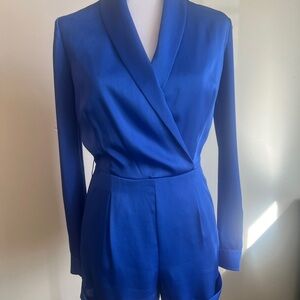 bebe Royal Blue Long Sleeve Jumpsuit